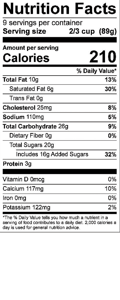 Caramel Praline Pecan Ice Cream Nutrition Panel SmithFoods