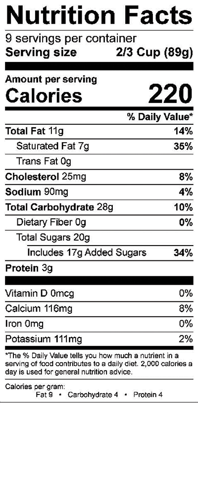 Cookie Dough M M Ice Cream Nutrition Panel SmithFoods