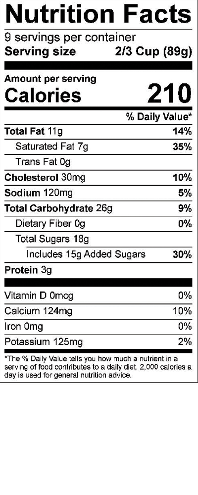 Salty Caramel Ice Cream Nutrition Panel SmithFoods
